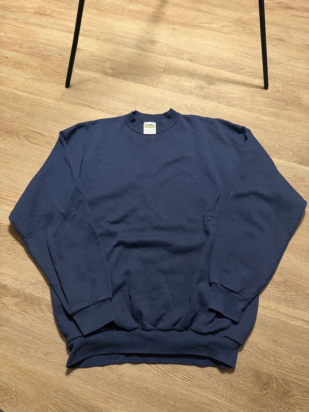 Vintage Tultex Blank Crewneck Sweatshirt Navy Blue USA Made Men's XL 90s